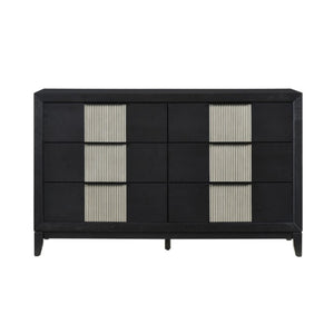 English Elm Night Stand Dresser Mirror Chest 4 Piece Contemporary Bedroom Set with LED Backlit B011S07298