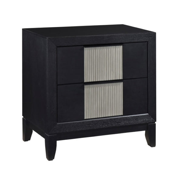 English Elm Night Stand Dresser Mirror Chest 4 Piece Contemporary Bedroom Set with LED Backlit B011S07298