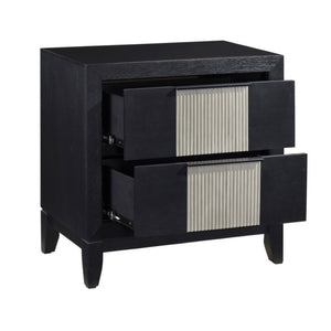 English Elm Night Stand Dresser Mirror Chest 4 Piece Contemporary Bedroom Set with LED Backlit B011S07298