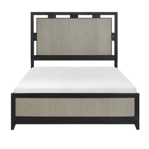 English Elm California King Bedroom Set with LED Headboard Reeded Panels and 5-Drawer Chest B011S07305