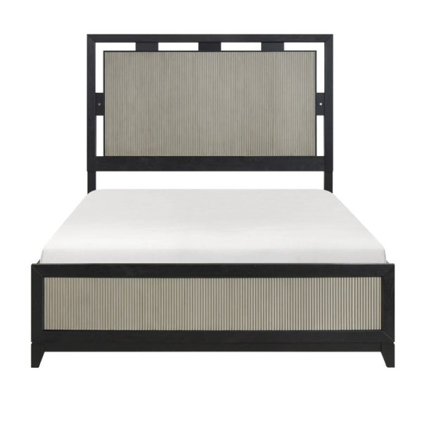 English Elm California King Bedroom Set with LED Headboard Reeded Panels and 5-Drawer Chest B011S07305