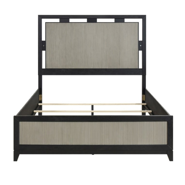English Elm California King Bedroom Set with LED Headboard Reeded Panels and 5-Drawer Chest B011S07305