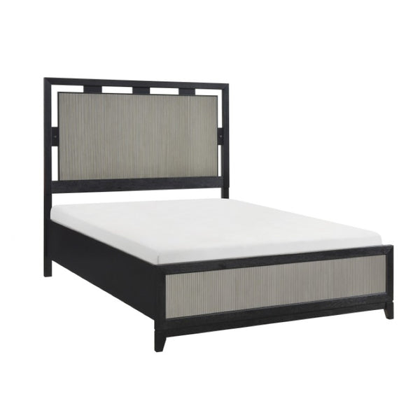 English Elm California King Bedroom Set with LED Headboard Reeded Panels and 5-Drawer Chest B011S07305