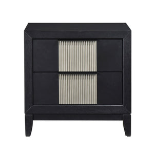 English Elm Queen Bedroom Set with LED Headboard Reeded Panels and Five Drawer Chest Storage B011S07308