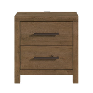 English Elm California King Bedroom Set French Oak Veneer Upholstered Headboard with Charging Ports B011S07325