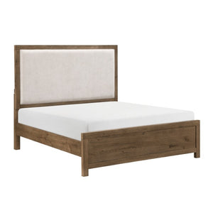 English Elm California King Bedroom Set French Oak Veneer Upholstered Headboard with Charging Ports B011S07325