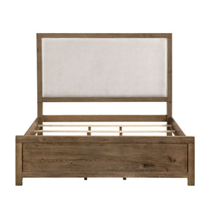 English Elm Queen Bedroom Set with Oak Veneer Upholstered Headboard and Built-In USB Charging Ports B011S07329