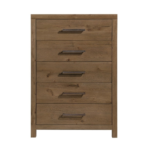 English Elm Queen Bedroom Set with French Oak Veneer Upholstered Headboard and USB Charging B011S07330