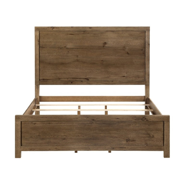English Elm California King Bed Set French Oak Veneer with USB Charging Ports Brown Finish B011S07336