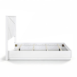English Elm California King Bedroom Set with LED Headboard Geometric White Wood 3 Piece B011S07349