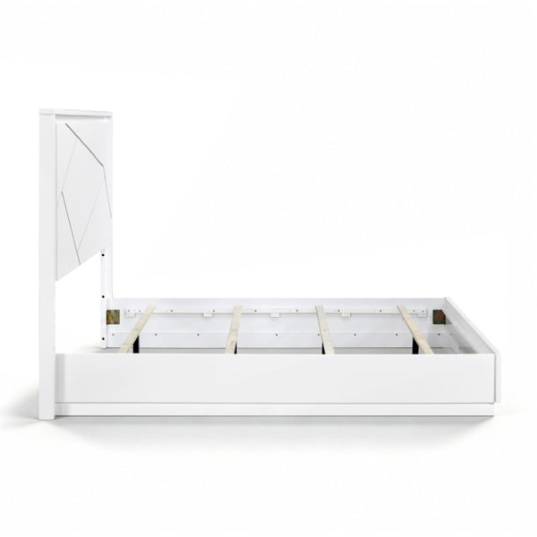 English Elm California King Bedroom Set with LED Headboard Geometric White Wood 3 Piece B011S07349