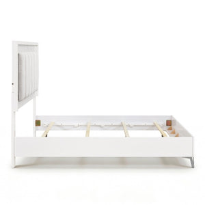 English Elm Queen Bedroom Set with LED Headboard Faux Marble Accents and Chrome Legs B011S07363