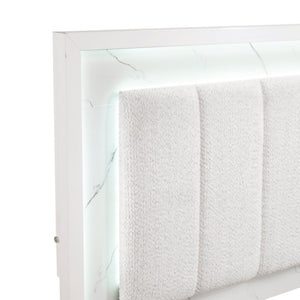 English Elm Queen Bedroom Set with LED Headboard Faux Marble Accents and Chrome Legs B011S07363
