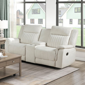 English Elm Contemporary Gray Microfiber Reclining Sofa and Loveseat Set for Modern Living Rooms Beige 2pc Set B011S07367