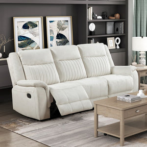 English Elm Contemporary Gray Microfiber Reclining Sofa and Loveseat Set for Modern Living Rooms Beige 2pc Set B011S07367