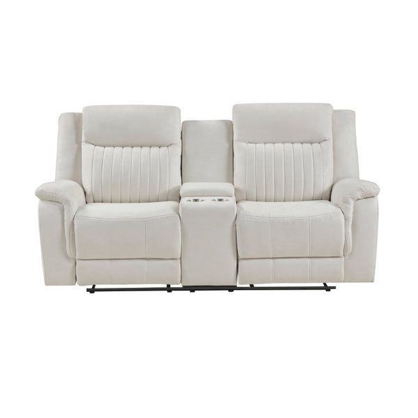 English Elm Contemporary Gray Microfiber Reclining Sofa and Loveseat Set for Modern Living Rooms Beige 2pc Set B011S07367