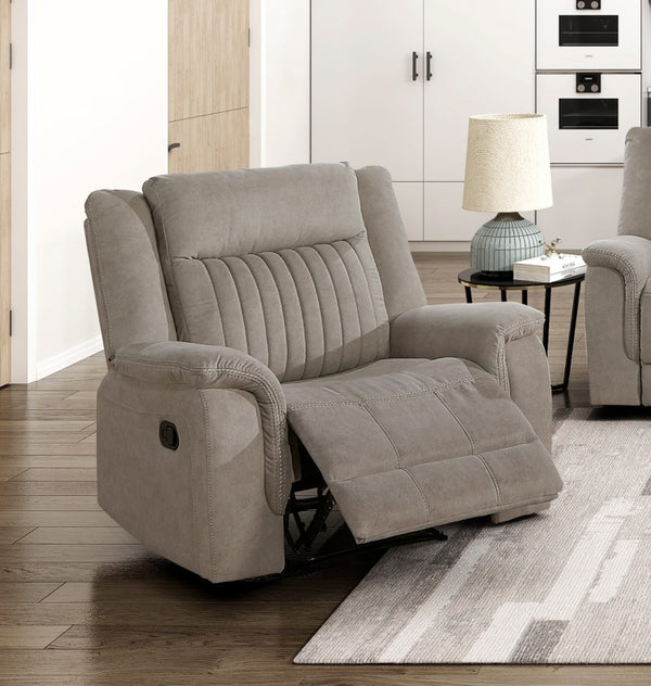 English Elm Contemporary 3 Piece Microfiber Reclining Sofa Set with Console Storage for Living Rooms Brown Gray B011S07368