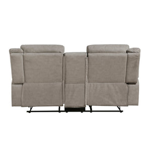 English Elm Contemporary 3 Piece Microfiber Reclining Sofa Set with Console Storage for Living Rooms Brown Gray B011S07368