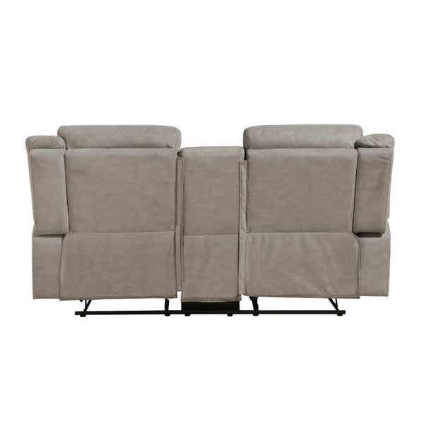 English Elm Contemporary 3 Piece Microfiber Reclining Sofa Set with Console Storage for Living Rooms Brown Gray B011S07368