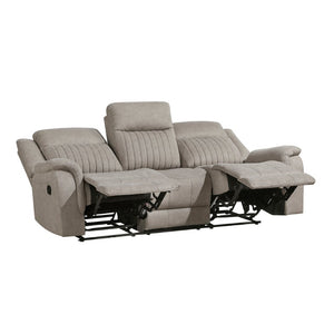 English Elm Contemporary 3 Piece Microfiber Reclining Sofa Set with Console Storage for Living Rooms Brown Gray B011S07368