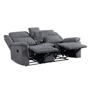 English Elm Contemporary 3 Piece Microfiber Reclining Sofa Set with Console Storage for Living Rooms Gray B011S07370