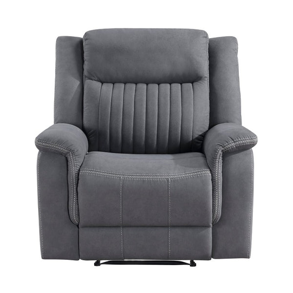 English Elm Contemporary 3 Piece Microfiber Reclining Sofa Set with Console Storage for Living Rooms Gray B011S07370