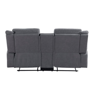 English Elm Contemporary 3 Piece Microfiber Reclining Sofa Set with Console Storage for Living Rooms Gray B011S07370