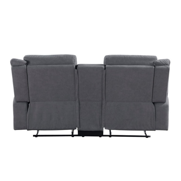 English Elm Contemporary 3 Piece Microfiber Reclining Sofa Set with Console Storage for Living Rooms Gray B011S07370