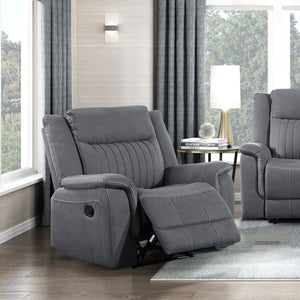 English Elm Contemporary 3 Piece Microfiber Reclining Sofa Set with Console Storage for Living Rooms Gray B011S07370