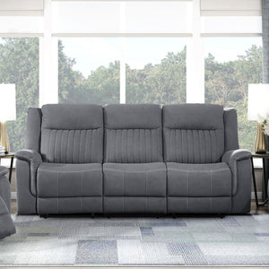 English Elm Contemporary 3 Piece Microfiber Reclining Sofa Set with Console Storage for Living Rooms Gray B011S07370