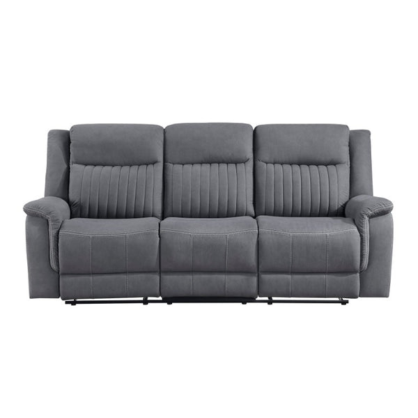 English Elm Contemporary 3 Piece Microfiber Reclining Sofa Set with Console Storage for Living Rooms Gray B011S07370