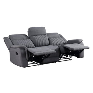 English Elm Contemporary 3 Piece Microfiber Reclining Sofa Set with Console Storage for Living Rooms Gray B011S07370