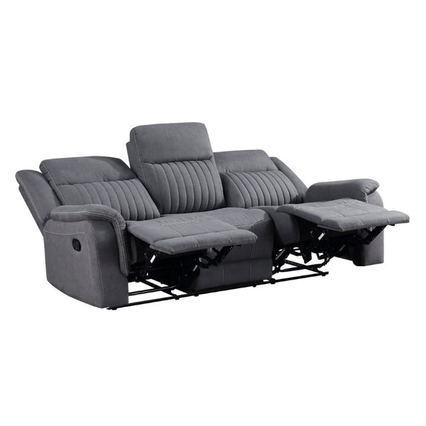 English Elm Contemporary 3 Piece Microfiber Reclining Sofa Set with Console Storage for Living Rooms Gray B011S07370
