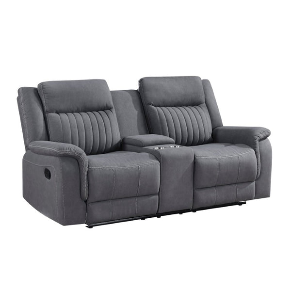 English Elm Contemporary 3 Piece Microfiber Reclining Sofa Set with Console Storage for Living Rooms Gray B011S07370