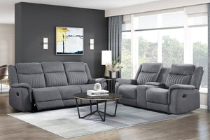 English Elm Contemporary Gray Microfiber Reclining Sofa and Loveseat Set for Modern Living Rooms Gray 2pc Set B011S07371