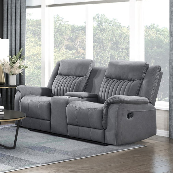 English Elm Contemporary Gray Microfiber Reclining Sofa and Loveseat Set for Modern Living Rooms Gray 2pc Set B011S07371