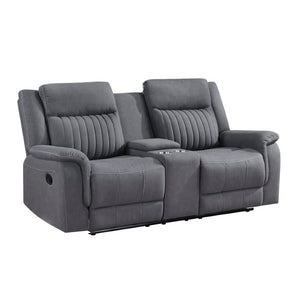 English Elm Contemporary Gray Microfiber Reclining Sofa and Loveseat Set for Modern Living Rooms Gray 2pc Set B011S07371