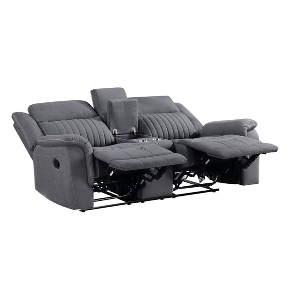 English Elm Contemporary Gray Microfiber Reclining Sofa and Loveseat Set for Modern Living Rooms Gray 2pc Set B011S07371