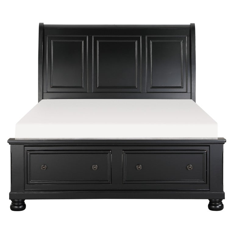 English Elm Eastern King Sleigh Bedroom Set Solid Wood Black Finish with Dresser Mirror Nightstand B011S07392