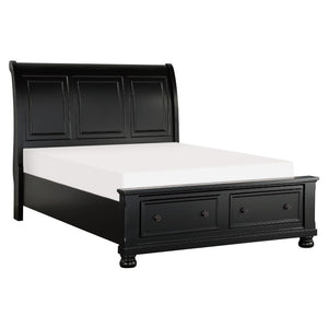 English Elm Eastern King Sleigh Bedroom Set Solid Wood Black Finish with Dresser Mirror Nightstand B011S07392