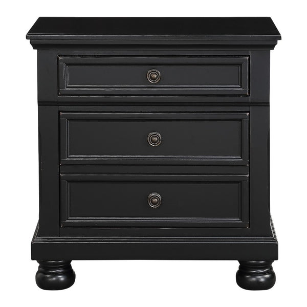 English Elm Eastern King Sleigh Bedroom Set Solid Wood Black Finish with Dresser Mirror Nightstand B011S07392