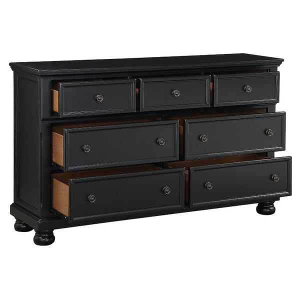 English Elm California King Sleigh Bedroom Set Solid Wood Transitional Style with Black Finish B011S07397