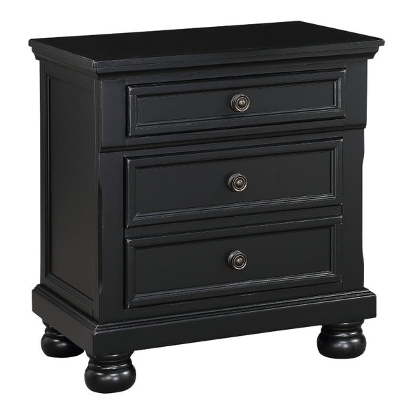 English Elm California King Sleigh Bedroom Set Solid Wood Transitional Style with Black Finish B011S07397