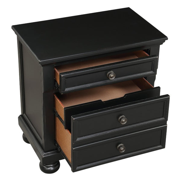 English Elm California King Sleigh Bedroom Set Solid Wood Transitional Style with Black Finish B011S07397