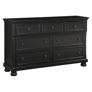 English Elm Queen Bedroom Set Six Piece Black Finish Solid Wood Farmhouse Transitional Suite B011S07403