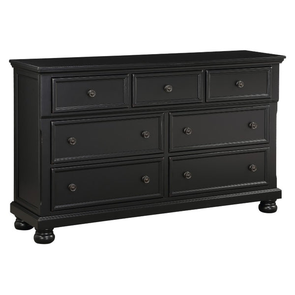 English Elm Queen Bedroom Set Six Piece Black Finish Solid Wood Farmhouse Transitional Suite B011S07403