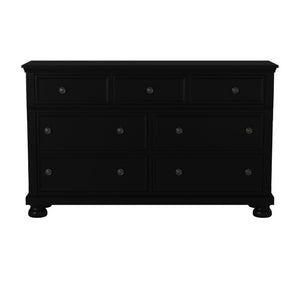 English Elm Queen Bedroom Set Six Piece Black Finish Solid Wood Farmhouse Transitional Suite B011S07403