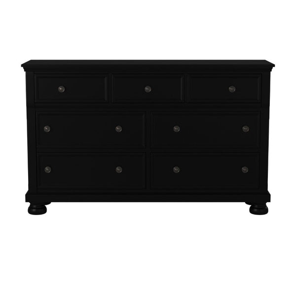 English Elm Queen Bedroom Set Six Piece Black Finish Solid Wood Farmhouse Transitional Suite B011S07403
