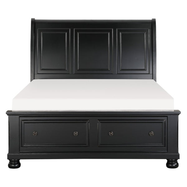 English Elm Queen Bedroom Set Six Piece Black Finish Solid Wood Farmhouse Transitional Suite B011S07403