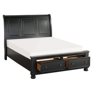 English Elm Queen Bedroom Set Six Piece Black Finish Solid Wood Farmhouse Transitional Suite B011S07403